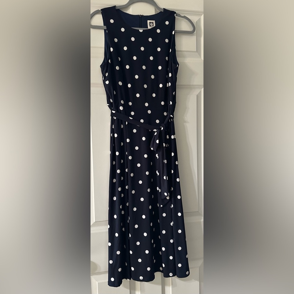 ❤️Anne Klein❤️ Polka Dot Sleeveless Dress - Navy and White